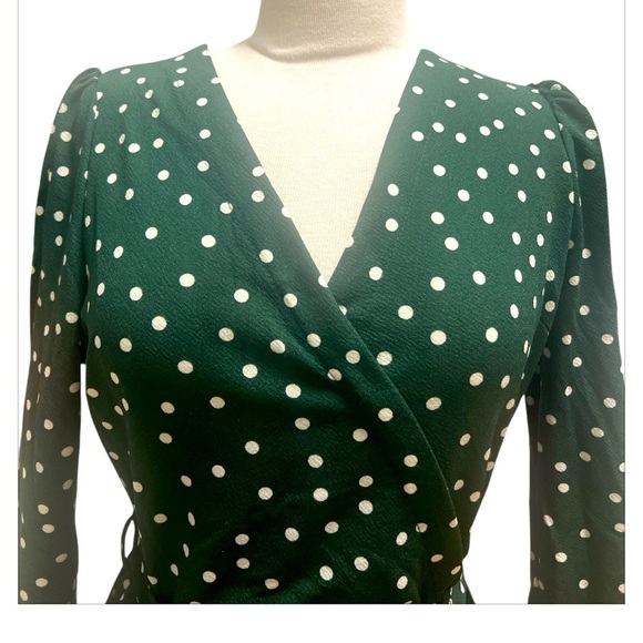 LARK + GREY pleated dress Green & White polkadot - Picture 4 of 6